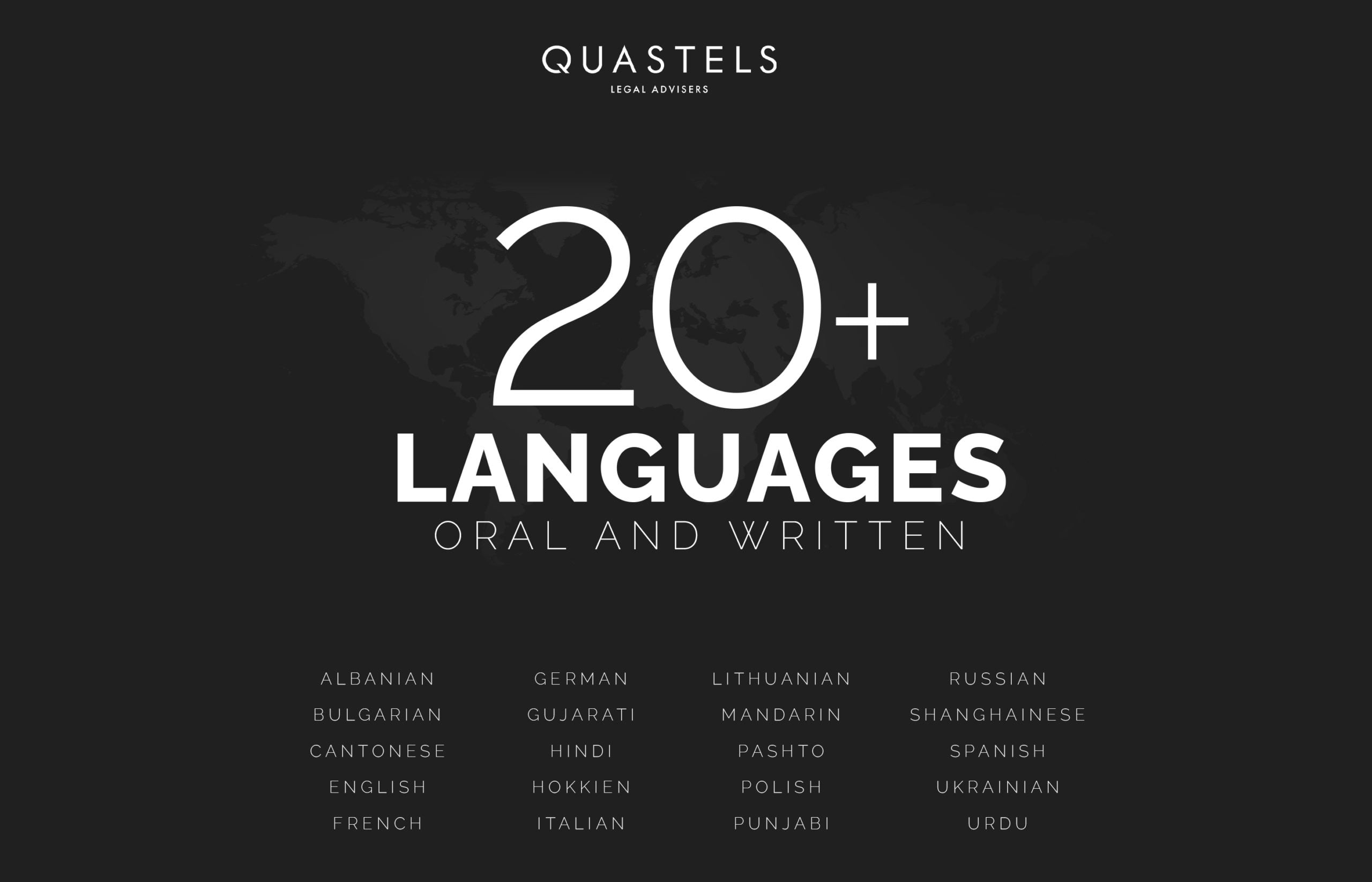Quastels Employees speak over 20 Languages