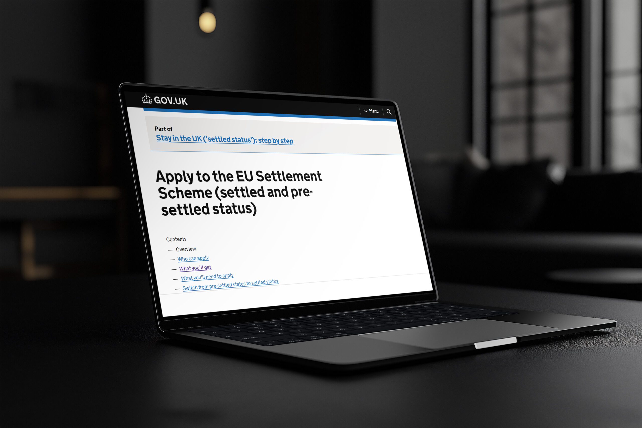 A Laptop with the Home Office website