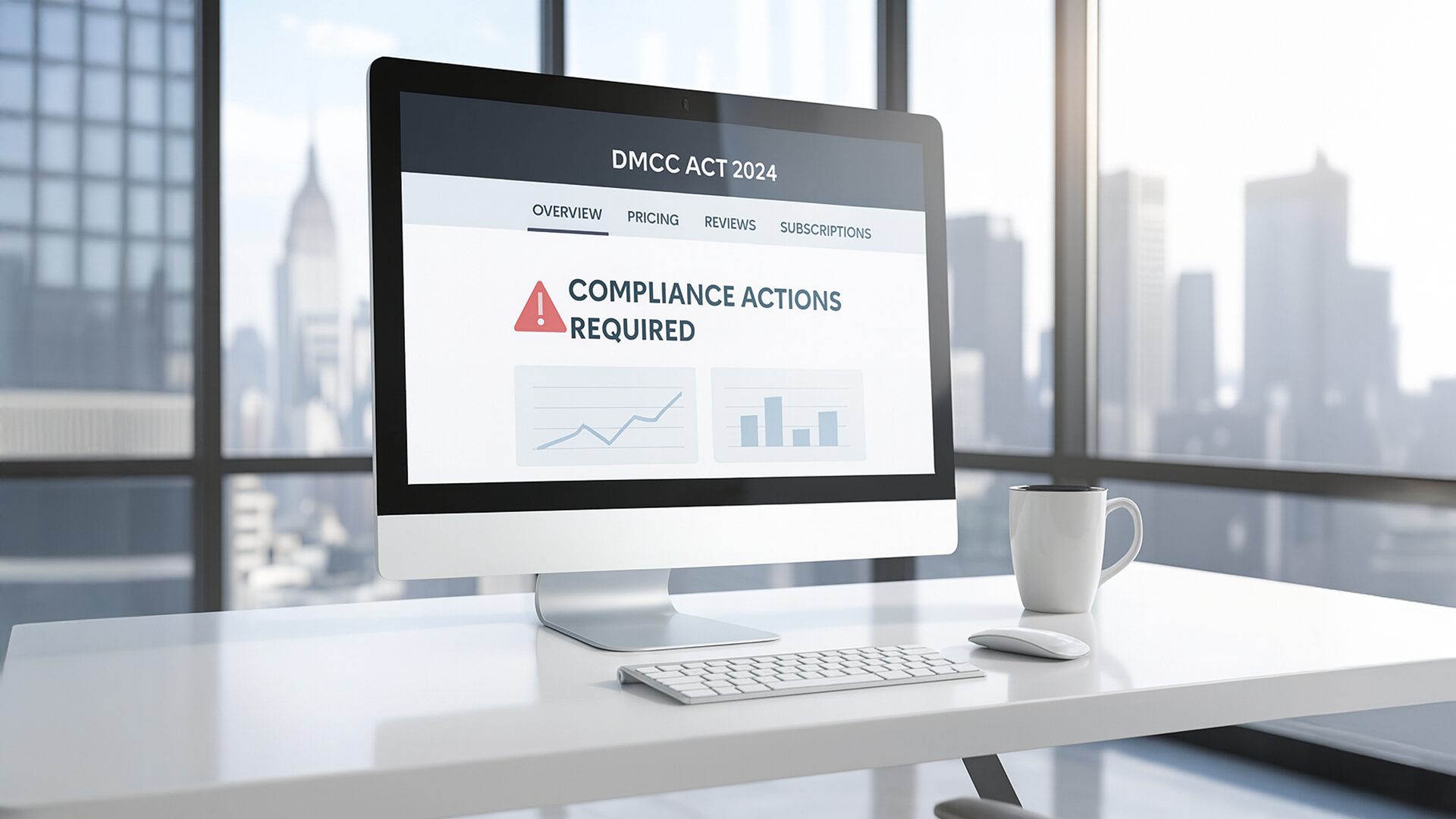 DMCC Act compliance warning on a computer screen