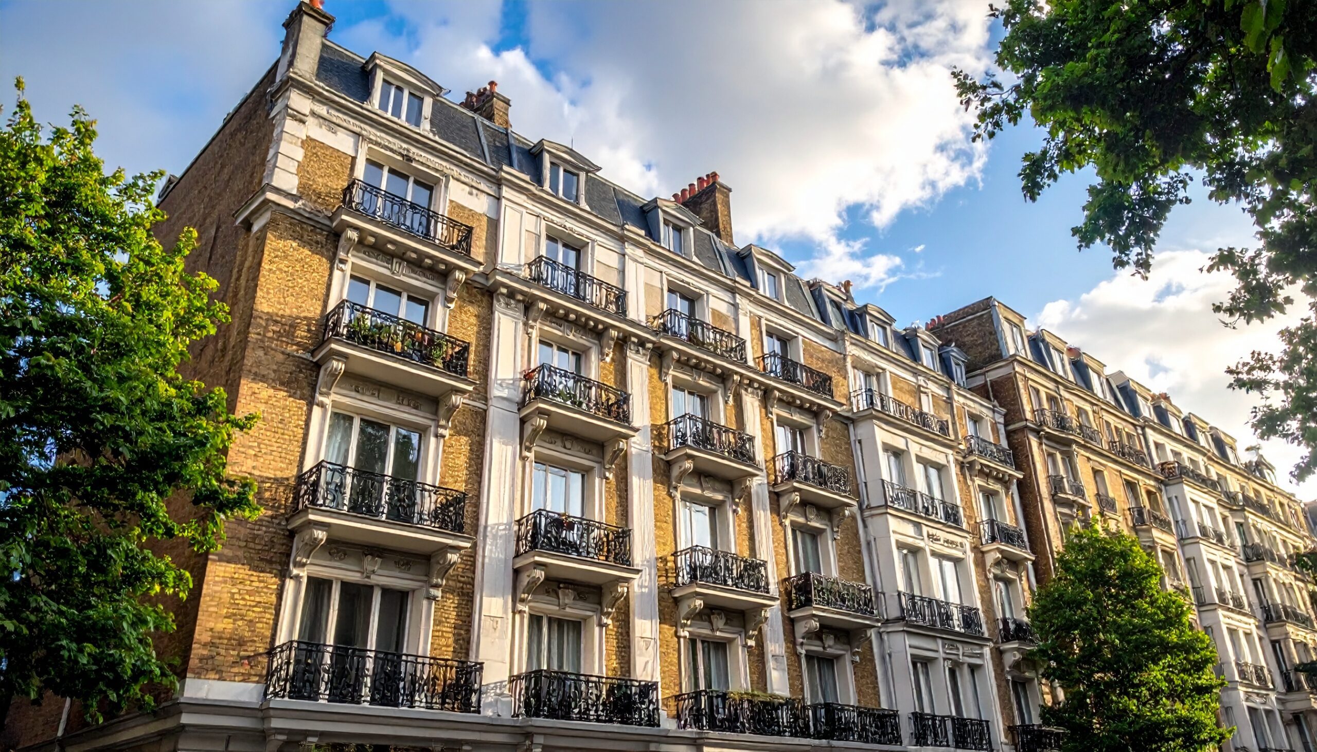 A block of leasehold flats with balconies.