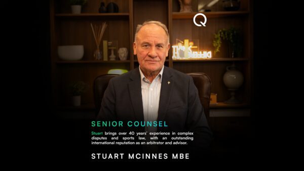Stuart McInnes MBE (photographed) joins Quastels as Senior Counsel.