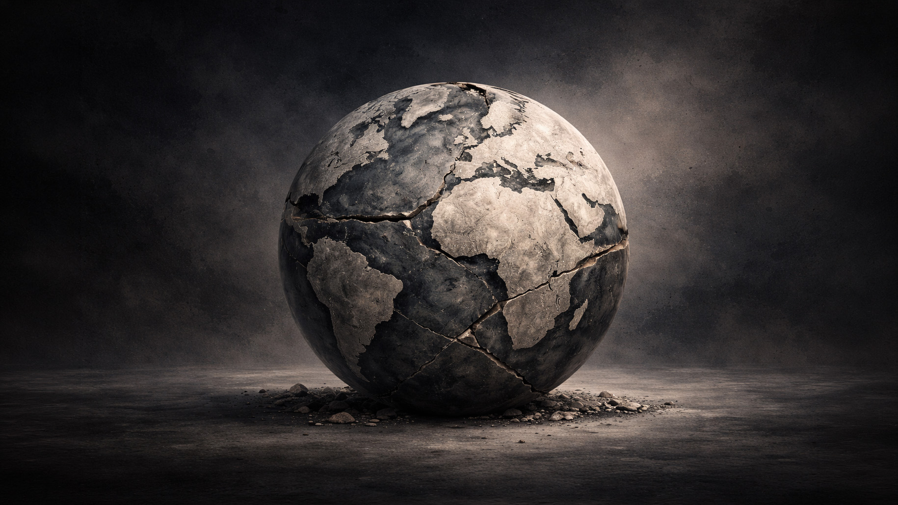 A fractured globe representing the cause of an increase of people seeking asylum in the UK.