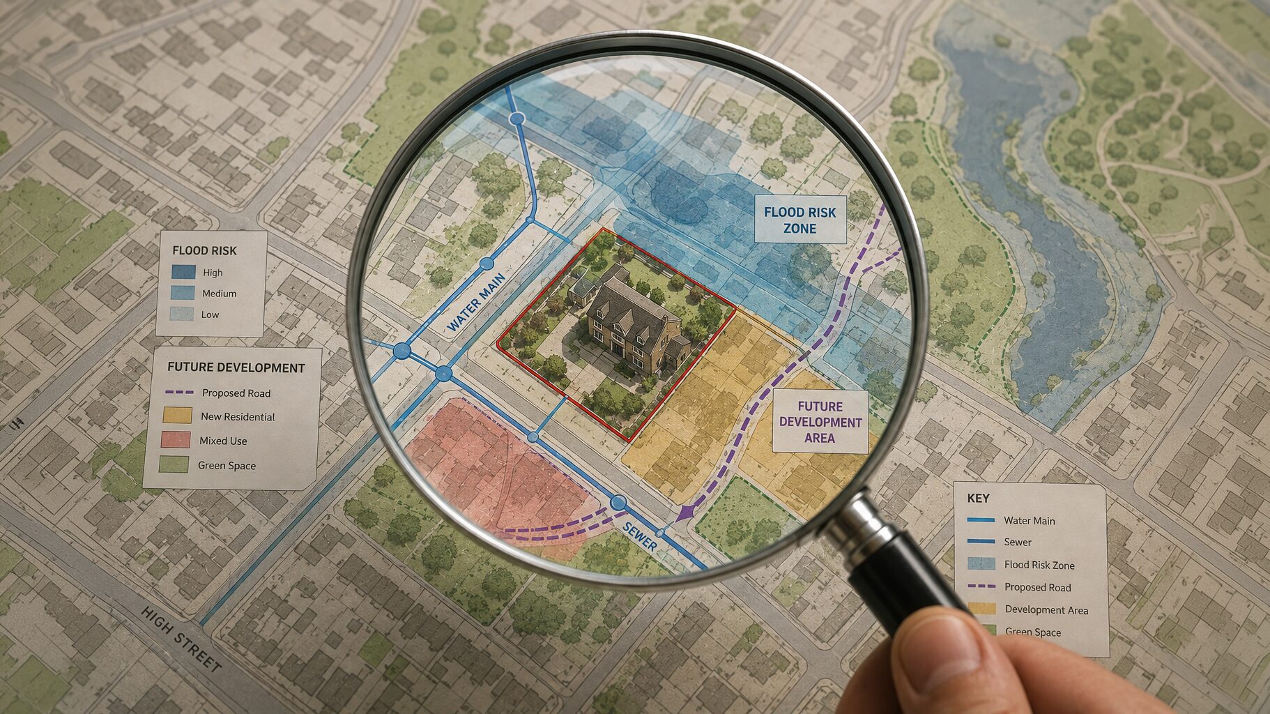 A map detailing the property searches that are undertaken when you purchase a property.