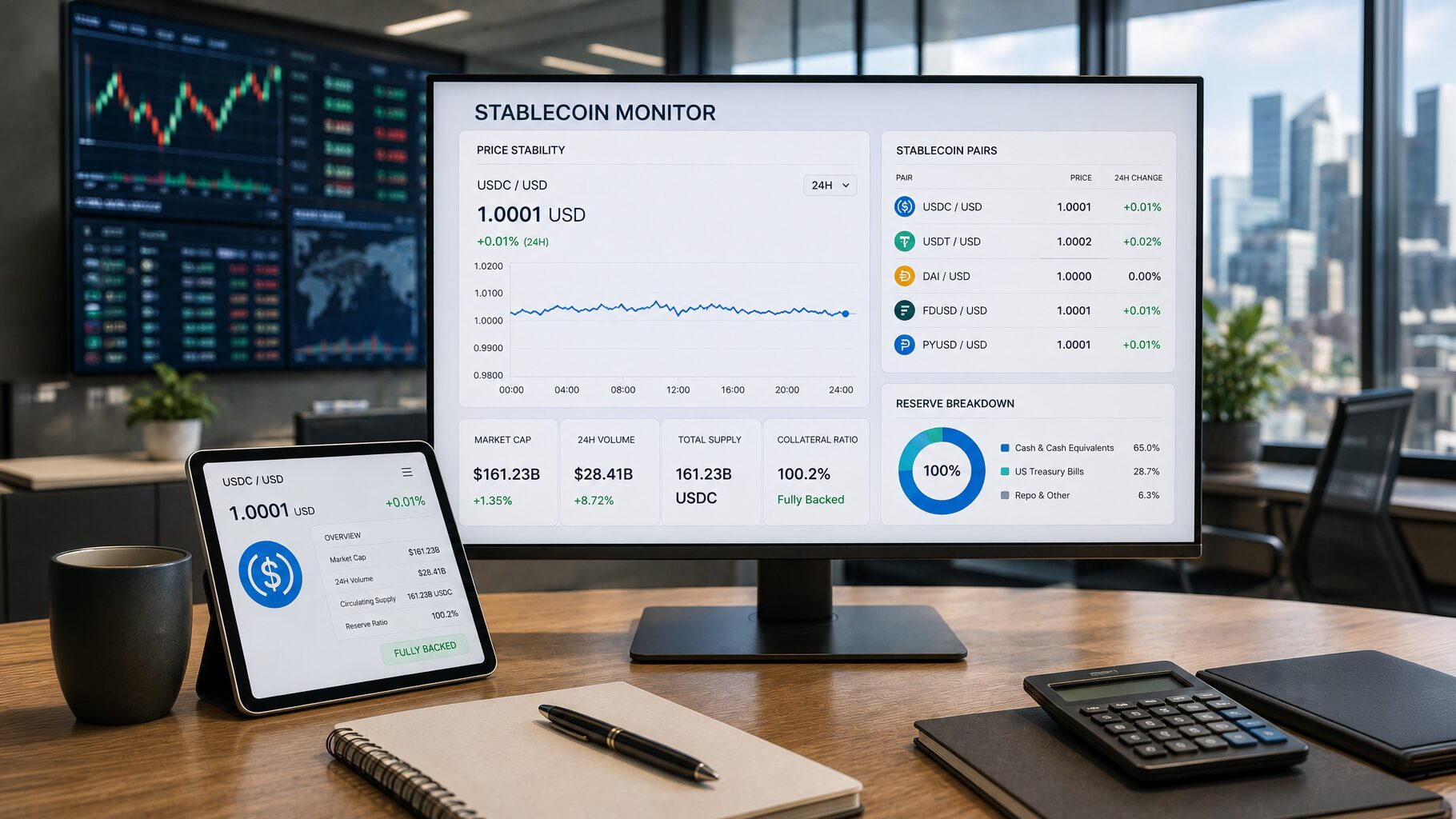 A setup monitoring stablecoins.