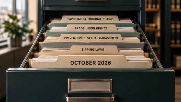 A filing cabinet labelled October 2026 to refer to the October 2026 Employment Rights Act changes, with folders for each upcoming area of change.