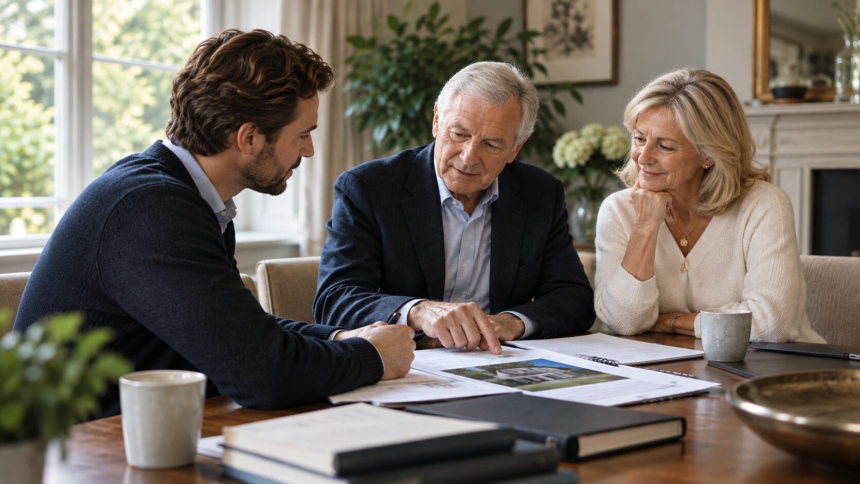 A family look over their investments held in a family investment company.